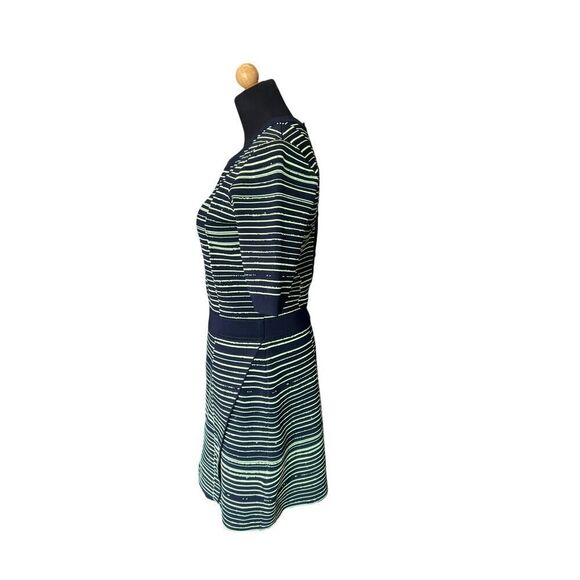 A.L.C. Culver Sweater Knit Dress Navy Acid Green Striped Mini Sz M Retail $560 - Picture 4 of 8
